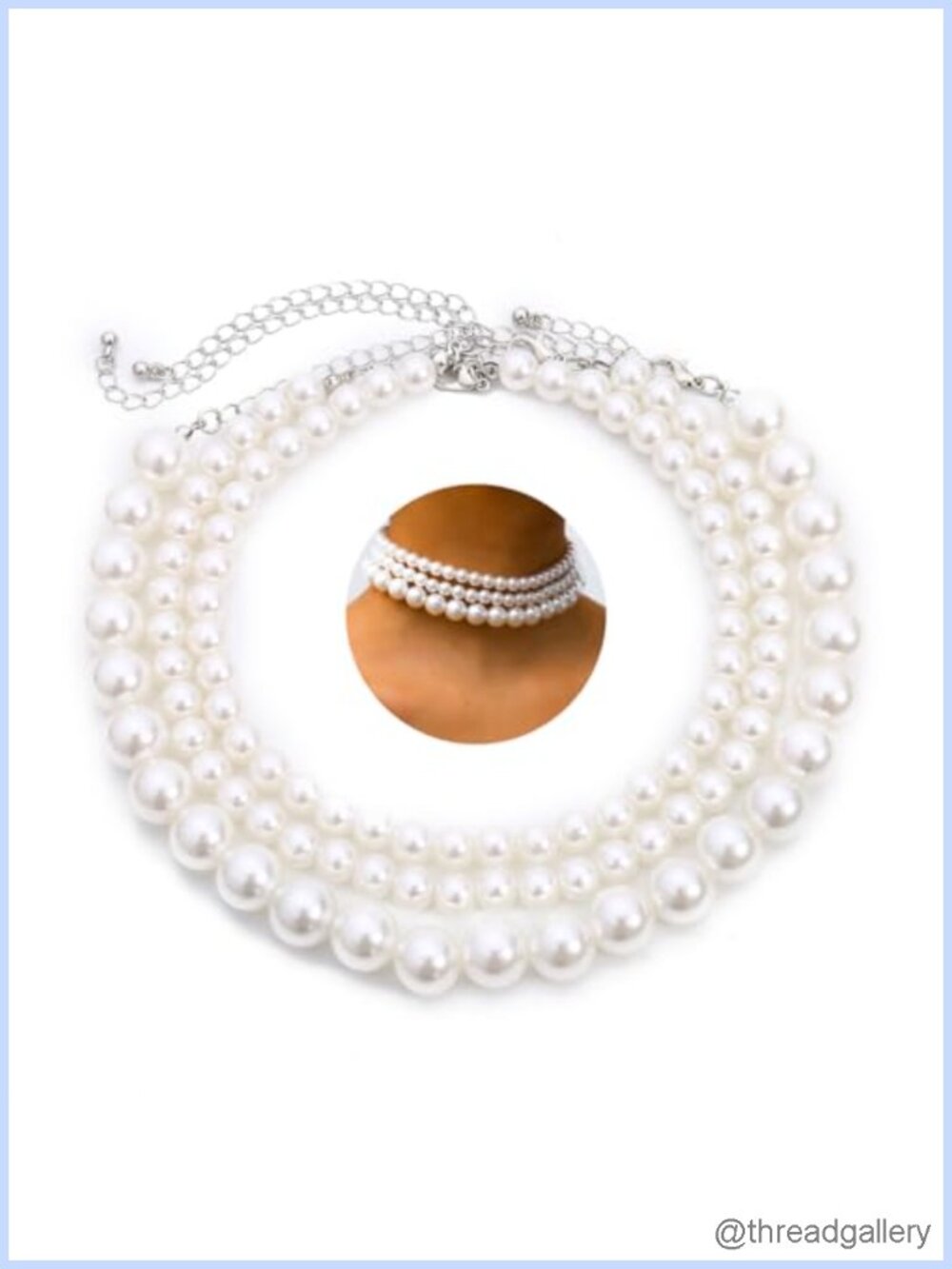 Faux Pearl Layered Choker Necklace Boho Wedding Jewelry Gift
